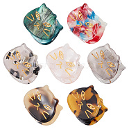 Gorgecraft 7Pcs 7 Colors Cartoon Mini Cat Cellulose Acetate(Resin) Claw Hair Clips, Small Tortoise Shell Hair Clip for Girls Women, Mixed Color, 20x25.5x18.5mm, 1pc/color(OHAR-GF0001-21)