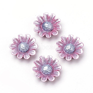 Imitation Pearl Resin Cabochons, Flower, Pale Violet Red, 13x13x4mm(X-CRES-S302-33B)