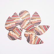 Iron Pendants, Frosted, teardrop, Colorful, 27.5x18x0.6mm, Hole: 1mm(IFIN-E744-01)