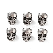 316 Surgical Stainless Steel Beads, Large Hole Beads, Skull, Antique Silver, 10x8x9.5mm, Hole: 5.7mm(STAS-K276-09D-AS)