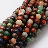 Faceted Round Natural Assorted Gemstone Bead Strands, 6mm, Hole: 1mm, about 68pcs/strand, 15.3 inch(G-L437-44-6mm)