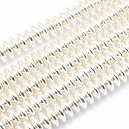 Electroplate Non-magnetic Synthetic Hematite Beads Strands, Grade AA, Long-Lasting Plated, Rondelle, Silver Plated, 6x3mm, Hole: 1mm, about 142pcs/strand, 15.7 inch(40cm)(G-L485-05B-S)