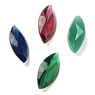 Pointed Back Glass Rhinestone Cabochons, Faceted, Horse Eye, Mixed Color, 14x7x4mm(GLAA-B012-51B)