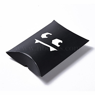 Halloween Pillow Boxes Candy Gift Boxes, Packaging Boxes, for Halloween Thanksgiving Party, Ghost Pattern, Black, 14x9.5x2.8cm(CON-L024-B04)