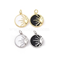 Rack Plating Brass Enamel Pendants, with Jump Ring, Long-Lasting Plated, Cadmium Free & Lead Free, Flat Round & Sun, Platinum, Mixed Color, 17.5x15x4mm, Hole: 3mm(ZIRC-C042-19)