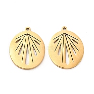 Ion Plating(IP) 304 Stainless Steel Pendants, Oval Charm, Real 18K Gold Plated, 16x13x1mm, Hole: 1mm(STAS-H177-09G)