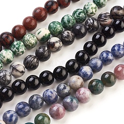 Gemstone Beads Strands, Round, Mixed Color, about 10mm in diameter, hole: 1mm, about 40pcs/strand, 15.5 inch(M-GSR10MM)