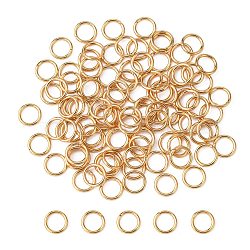 304 Stainless Steel Jump Rings, Open Jump Rings, Real 18K Gold Plated, 21 Gauge, 5x0.7mm, Inner Diameter: 3.6mm(X-STAS-R060-5x0.7)