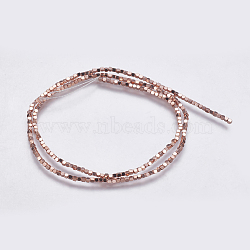 Electroplate Non-magnetic Synthetic Hematite Bead Strands, Faceted, Cube, Rose Gold Plated, 1.5x1.5x1.5mm, Hole: 0.2mm, about 244pcs/strand, 15.9 inch(G-K237-08O)