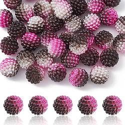 Imitation Pearl Acrylic Beads, Berry Beads, Combined Beads, Round, Deep Pink, 12mm, Hole: 1mm(OACR-FS0001-42H)
