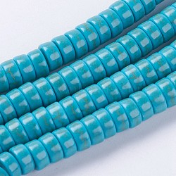 Synthetic Turquoise Beads Strands, Heishi Beads, Flat Round/Disc, Dyed & Heated, Turquoise, 6x3mm, Hole: 1mm, about 126pcs/strand, 15 inch(38.2cm)(G-E456-05A-3x6mm)