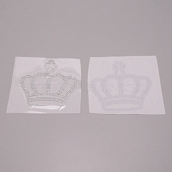 Crown Glitter Hotfix Rhinestone, Iron on Patches, Dress Shoes Garment Decoration, Crystal, 125x136x1.5mm(DIY-WH0301-39)