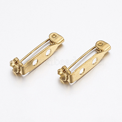 Brass Pin Brooch Back Bar Findings, Raw(Unplated), 21x4.5x5mm, Hole: 2mm, Pin: 0.6mm(KK-K225-23-C)