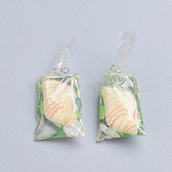 Tortoise Shape Fish Water Bag Resin Pendants, with Loop, for Earrings Jewelry Making DIY Supplies, Colorful, 56x23x13mm, Hole: 2.8mm, Ring: 4x0.6mm(DIY-WH0121-38E)