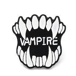 Punk Style Enamel Pins, Alloy Brooches, Tooth with Word Vampire, 19.5x19.5mm(JEWB-L018-05EB-04)