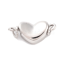 925 Sterling Silver Box Clasps, Heart, Real Platinum Plated, 6x13.5x4.5mm(STER-H111-07B-P)