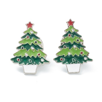 Christmas Themed Alloy Enamel Brooches, Enamel Pin, with Clutches, Christmas Tree, Colorful, 26x19x9.5mm, Pin: 1mm