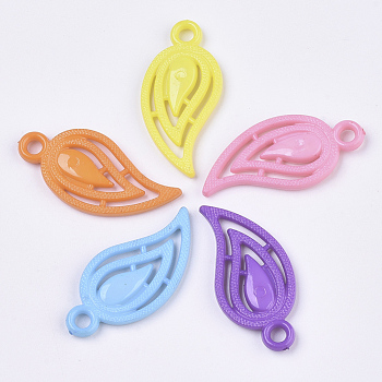 Opaque Acrylic Pendants, Leaf, Mixed Color, 36x17x4mm, Hole: 3mm, about 580pcs/500g