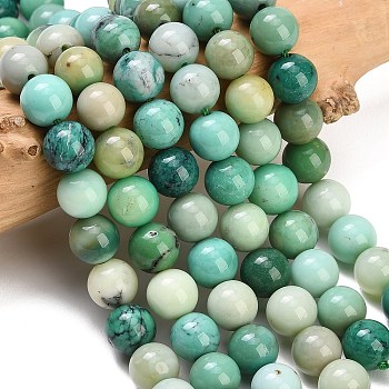 Natural Green Grass Agate Beads Strands, Smooth Round, 8~9mm, Hole: 1mm, about 50pcs/strand, 15.55~15.75''(39.5~40cm)