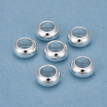 304 Stainless Steel Beads, Rondelle, Large Hole Beads, Silver, 10x5mm, Hole: 6mm