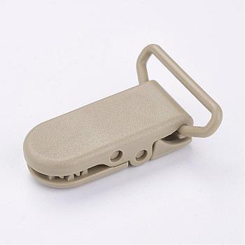 Eco-Friendly Plastic Baby Pacifier Holder Clip, Dark Khaki, 43x31x9mm