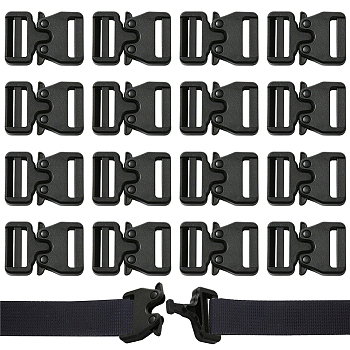 CRASPIRE 20Pcs Plastic Side Release Buckles, for Backpack, Waist Pack, Black, 48.5x34.5x6.6mm, Hole: 25.5x3mm and 25.5x4mm