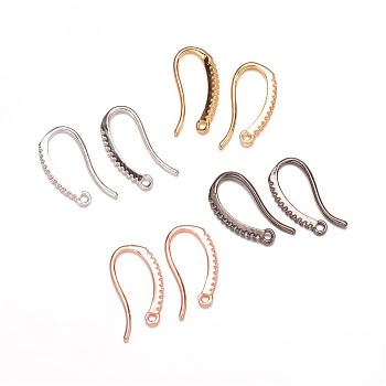 Brass Micro Pave Cubic Zirconia Earring Hooks, with Horizontal Loop, Mixed Color, 19x9x2mm, Hole: 1mm, 18 Gauge, Pin: 1mm
