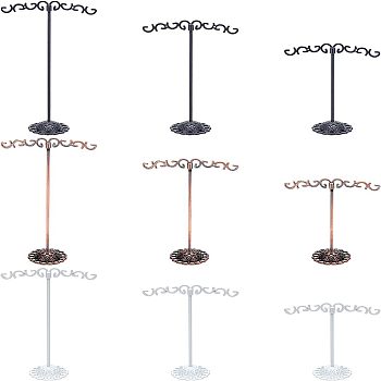 Solid Iron Plating Earring Display Stand Sets, Mixed Color, 1-3/8x3-1/8x3-3/4 inch(3.5x7.85x9.5cm), 3 colors, 1set/color, 3sets