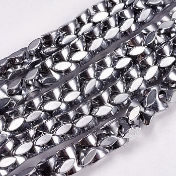 Non-magnetic Synthetic HematiteBeads Strands, Dumbbell, Platinum Plated, 9x7x3.5mm, Hole: 0.8mm, about 90pcs/strand, 15.7 inch