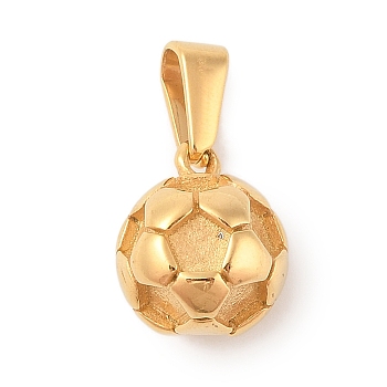 304 Stainless Steel Pendants, Football Charm, Golden, 14x10.5x10.5mm, Hole: 5x2.5mm