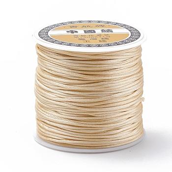 Nylon Thread, Rattail Satin Cord, Light Khaki, about 1mm, about 76.55 yards(70m)/roll