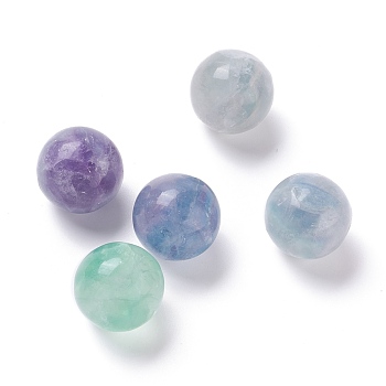 Natural Fluorite Beads, No Hole/Undrilled, for Wire Wrapped Pendant Making, Round, 20mm