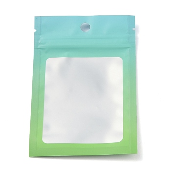 Plastic Zip Lock Bag, Gradient Color Storage Bags, Self Seal Bag, Top Seal, with Window and Hang Hole, Rectangle, Green, 12x8x0.25cm, Unilateral Thickness: 3.1 Mil(0.08mm), 95~100pcs/bag
