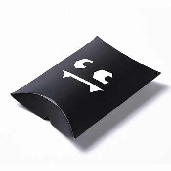 Halloween Pillow Boxes Candy Gift Boxes, Packaging Boxes, for Halloween Thanksgiving Party, Ghost Pattern, Black, 14x9.5x2.8cm