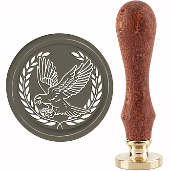 Brass Wax Seal Stamp with Handle, for DIY Scrapbooking, Eagle Pattern, 3.5x1.18 inch(8.9x3cm)