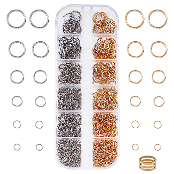 304 Stainless Steel Jump Rings, Open Jump Rings, Golden & Stainless Steel Color, 931pcs/set