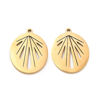 Ion Plating(IP) 304 Stainless Steel Pendants, Oval Charm, Real 18K Gold Plated, 16x13x1mm, Hole: 1mm