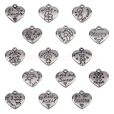 Antique Silver Heart 316 Surgical Stainless Steel Pendants