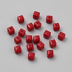 Opaque Acrylic Beads, Cube, Faceted, Red, 7.5x7.5x7mm, Hole: 1.8mm(MACR-WH20001-13D)