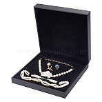PU Leather Jewelry Set Storage Gift Box, Square, Black, 19x19x4.7cm(CON-WH0104-09)
