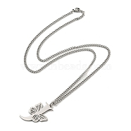 201 Stainless Steel Necklace, Letter J, 23.74 inch(60.3cm) p: 36x23.5x1.3mm(NJEW-Q336-01J-P)