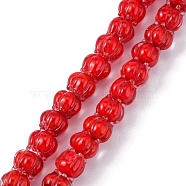 Handmade Lampwork Beads, Flower, Red, 11x12mm, Hole: 2mm, about 30pcs/strand, 12.40 inch(31.5cm)(LAMP-G142-02A)