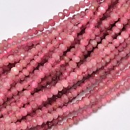 Faceted Rondelle Natural Tourmaline Bead Strands, 3x2mm, Hole: 1mm, about 187pcs/strand, 15.5 inch(G-F289-45)
