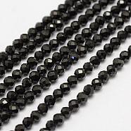 Natural Black Spinel Beads Strands, Faceted, Round, 3mm, Hole: 0.5mm, about 133pcs/strand, 15.5~15.7 inch(39.5~40cm)(G-G682-23-3mm)