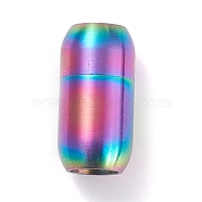 Ion Plating(IP) 304 Stainless Steel Magnetic Clasps with Glue-in Ends, Column, Rainbow Color, 19x10mm, Hole: 6mm(X-STAS-G239-13C)
