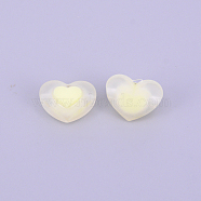 Transparent Acrylic Beads, Frosted, DIY Accessories, Clear, Heart, Light Goldenrod Yellow, 13x17x9.5mm, Hole: 2.8mm(FACR-CJC0001-03A)