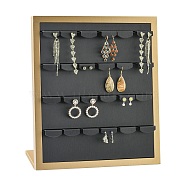 PU Leather Earring Displays, with Wood, Jewelry Display Stand, Black, 30.2x13.1x34.8cm(EDIS-L003-02)