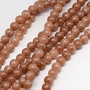 Natural Yellow Jade Beads Strands, Dyed, Round, Sienna, 6mm, Hole: 1mm, about 70pcs/strand, 15.75 inch(X-G-G598-6mm-YXS-27)