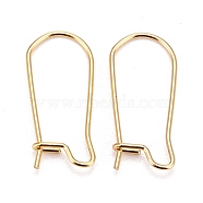 316 Surgical Stainless Steel Hoop Earring Findings, Kidney Ear Wires, Real 18k Gold Plated, 10 Gauge, 20x9x2.5mm, Pin: 0.7mm(STAS-A056-12G-E)
