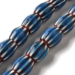 Handmade Lampwork Beads, Rondelle, Steel Blue, 9~14x8~13mm, Hole: 2mm, about 53~61pcs/strand, 25~25.98''(63.5~66cm)(LAMP-B023-09A-04)